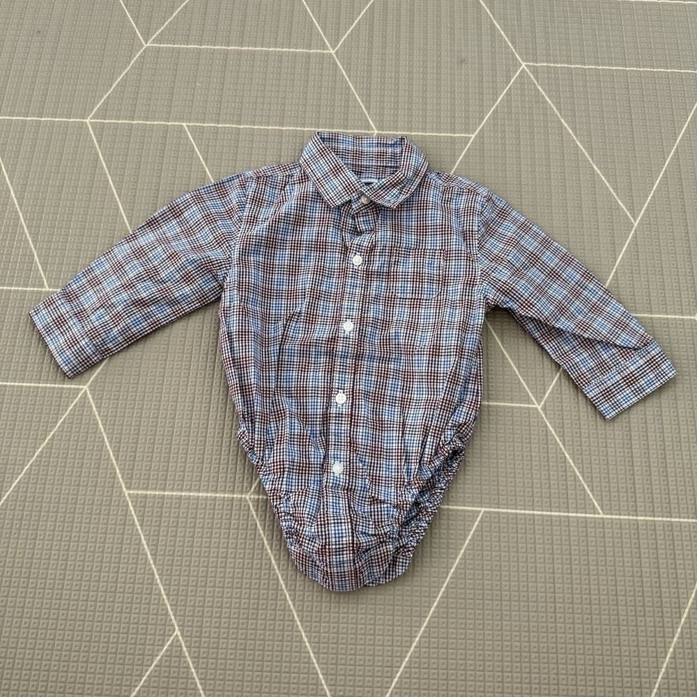 Janie & Jack Infant Boys One‎ Piece Size 6-12 Months Plaid Button Down Collared